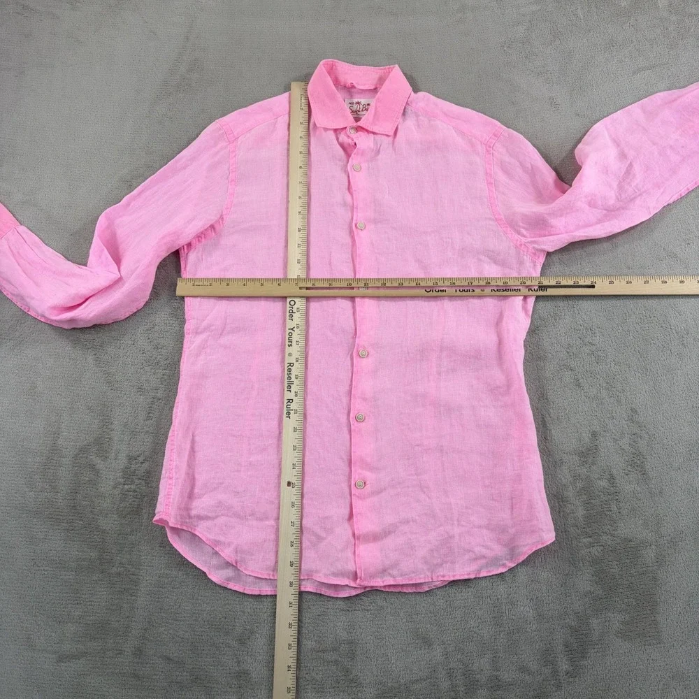 MC2 SAINT BARTH Pure 100% Linen Shirt in Pink Men Medium Resort Beach NWOT $200